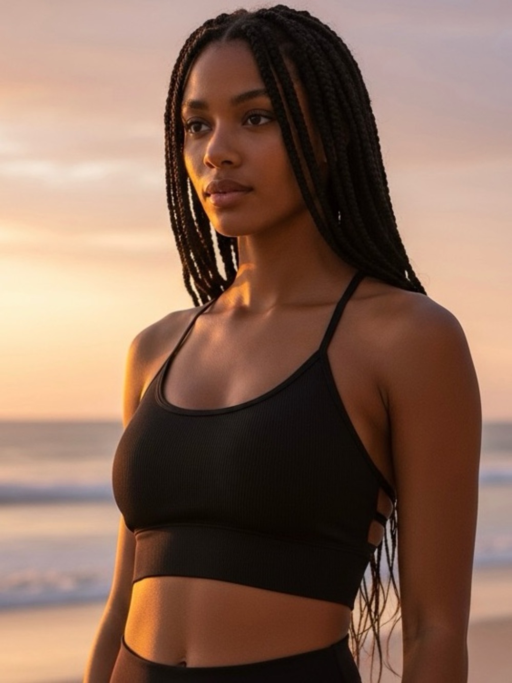 Zenana Black Strappy Ribbed Bralette Sports Bra NWOT